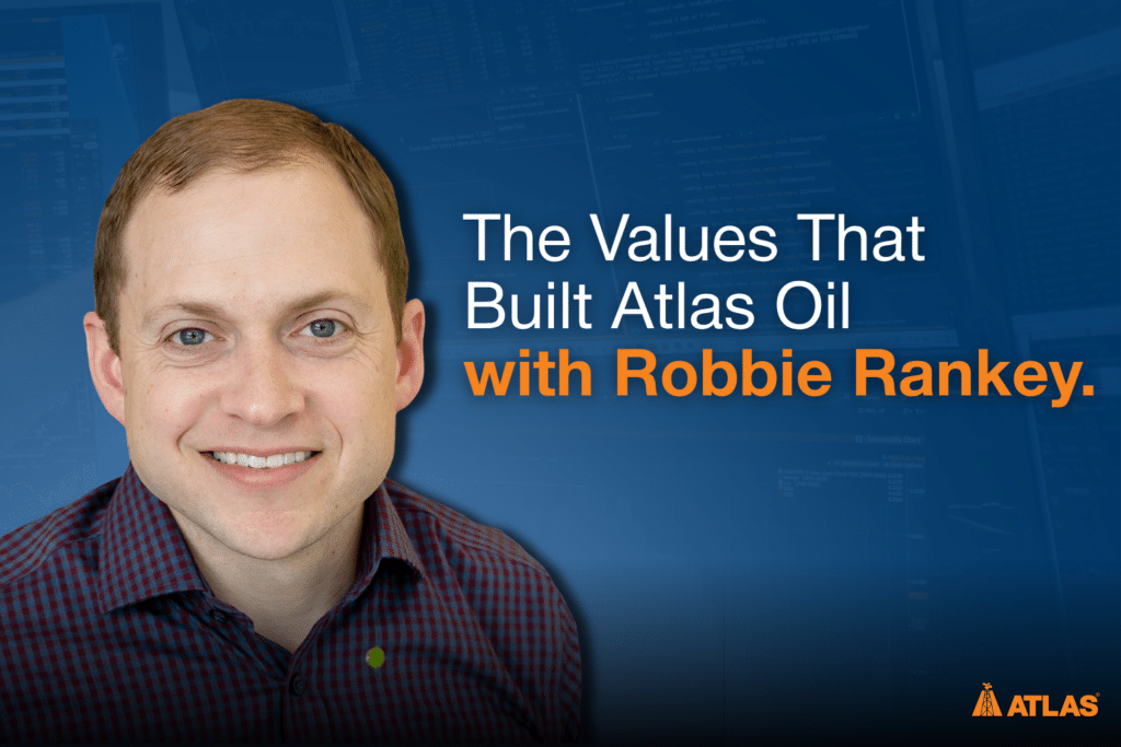 A photo of Robbie Rankey, Executive Director, at Atlas Oil Company, with the text "The Values That Built Atlas Oil with Robbie Rankey."