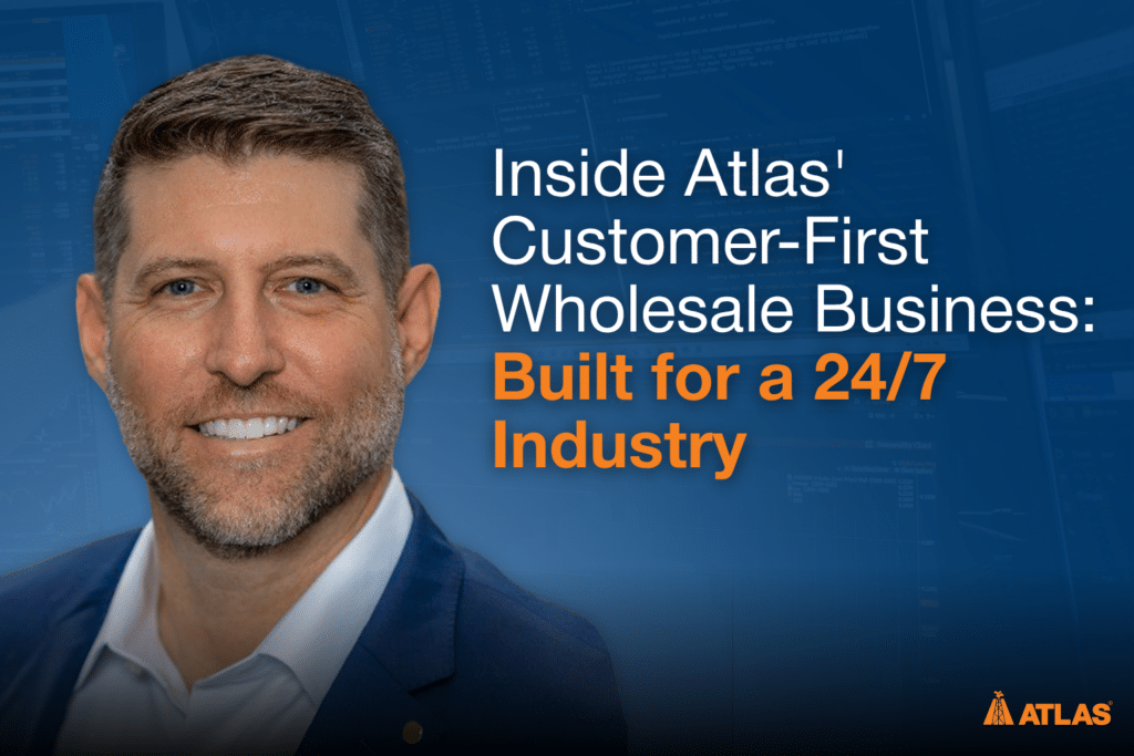 A photo of Justin Schmidt, Director of Wholesale Marketing at Atlas Oil Company, with the text "Inside Atlas' Customer-First Wholesale Business: Built for a 24/7 Industry."
